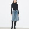 Gonna in denim destrutturato