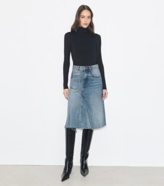 Gonna in denim destrutturato