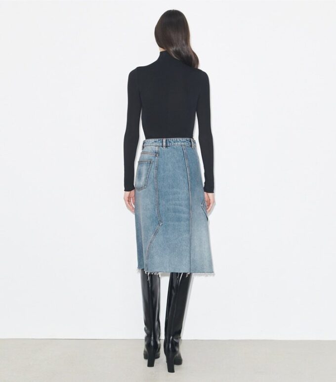 Gonna in denim destrutturato
