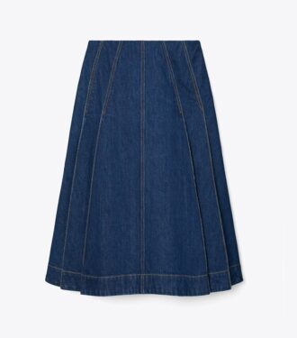 Gonna in denim plissettata