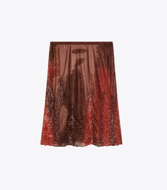 Gonna in jersey mesh decorata Gonna in jersey mesh decorata