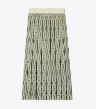 Gonna jacquard con pieghe a cannuccia