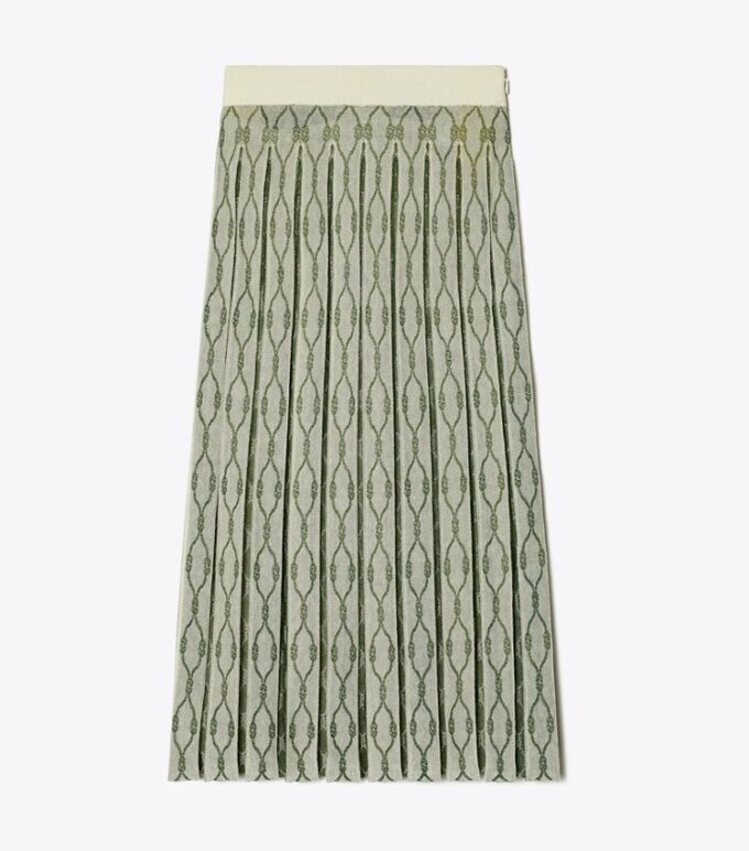 Gonna jacquard con pieghe a cannuccia Gonna jacquard con pieghe a cannuccia