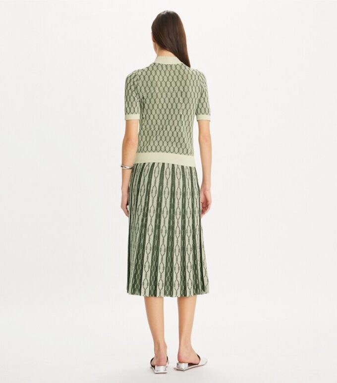 Gonna jacquard con pieghe a cannuccia Gonna jacquard con pieghe a cannuccia