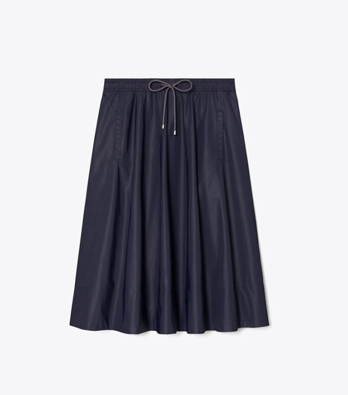 Gonna midi in nylon con coulisse Gonna midi in nylon con coulisse