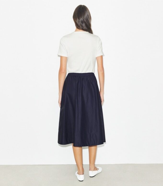 Gonna midi in nylon con coulisse Gonna midi in nylon con coulisse