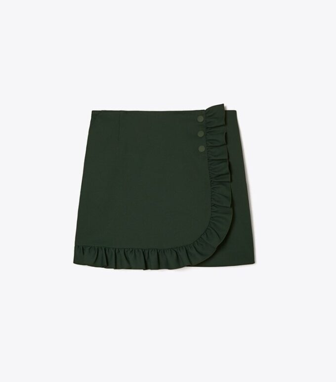 Gonna-pantaloncino con volant in twill tecnico Gonna-pantaloncino con volant in twill tecnico