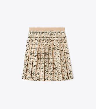 Gonna plissettata in viscosa con T Monogram