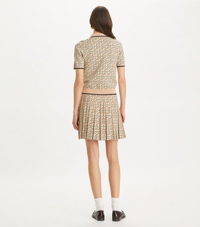 Gonna plissettata in viscosa con T Monogram Gonna plissettata in viscosa con T Monogram