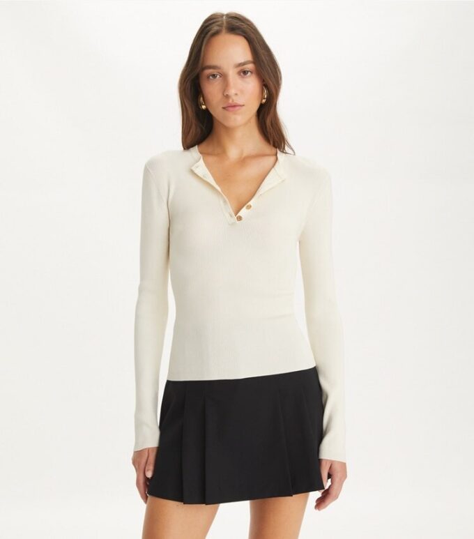 Henley in viscosa a costine