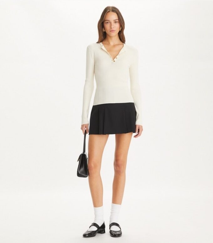 Henley in viscosa a costine