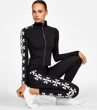 Top con zip e logo riflettente in nylon