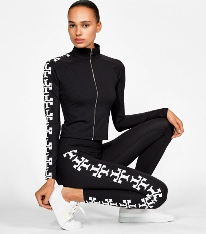 Top con zip e logo riflettente in nylon Top con zip e logo riflettente in nylon