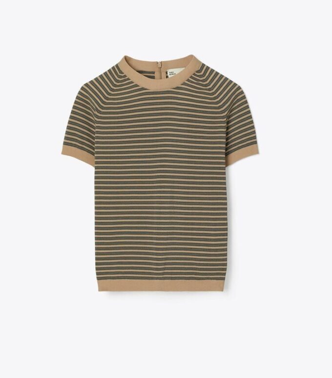Maglia a collo alto in nylon a righe