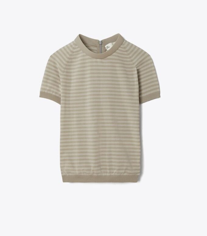 Maglia a collo alto in nylon a righe