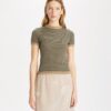 Maglia a collo alto in nylon a righe