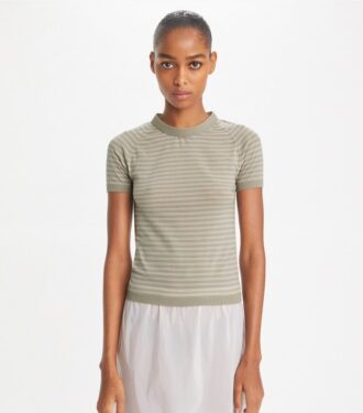 Maglia a collo alto in nylon a righe