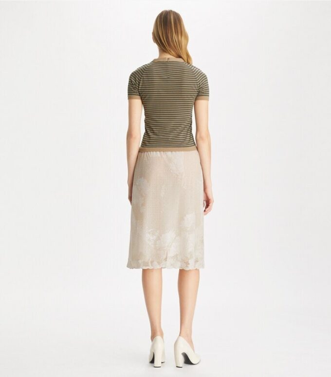 Maglia a collo alto in nylon a righe