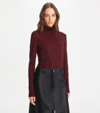 Maglia a collo alto in viscosa decorata