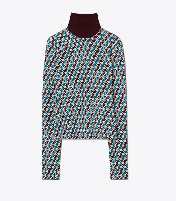 Maglia a collo alto jacquard Maglia a collo alto jacquard