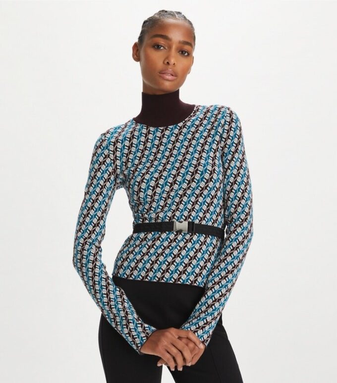 Maglia a collo alto jacquard Maglia a collo alto jacquard