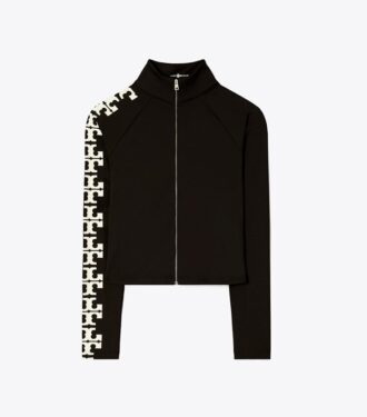 Maglia con zip e logo in nylon