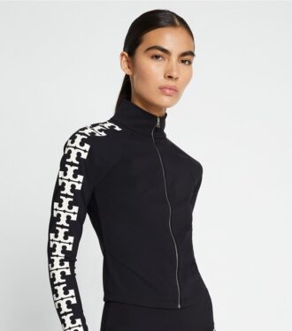 Maglia con zip e logo in nylon