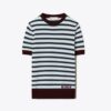 Maglia da tennis a maniche corte a righe in cashmere Maglia da tennis a maniche corte a righe in cashmere