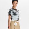 Maglia da tennis a maniche corte a righe in cashmere Maglia da tennis a maniche corte a righe in cashmere