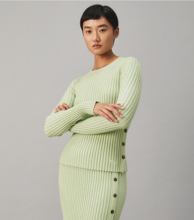 Maglia girocollo a righe lurex Maglia girocollo a righe lurex