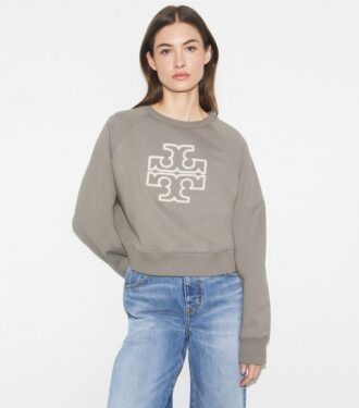 Maglia girocollo con logo in ciniglia