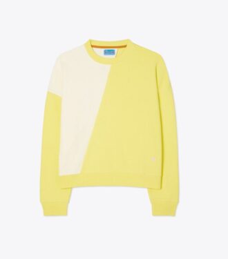 Maglia girocollo in felpa francese con blocchi di colore diagonali Maglia girocollo in felpa francese con blocchi di colore diagonali