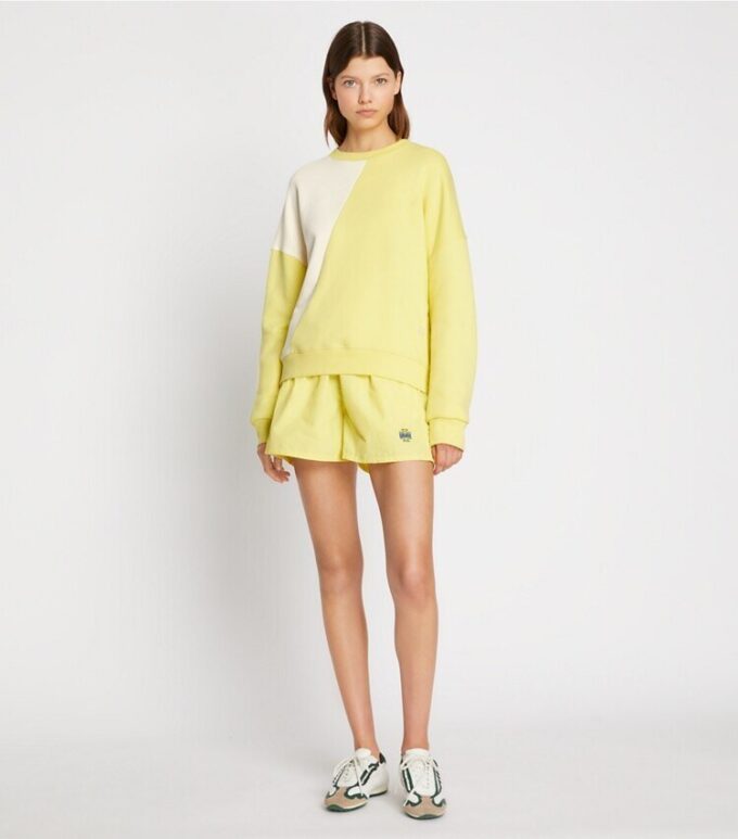 Maglia girocollo in felpa francese con blocchi di colore diagonali Maglia girocollo in felpa francese con blocchi di colore diagonali