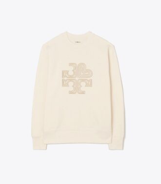 Maglia girocollo in felpa francese pesante con logo a cuore