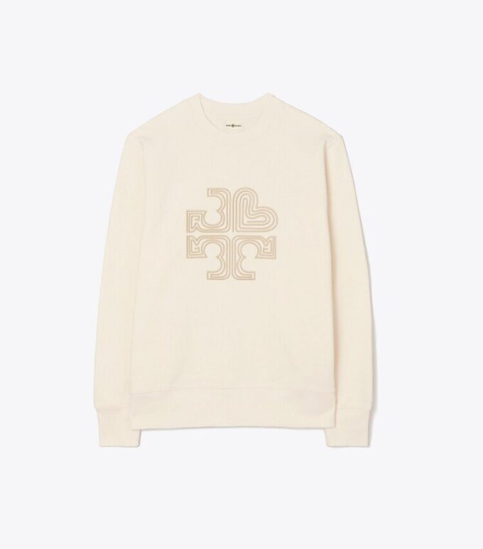 Maglia girocollo in felpa francese pesante con logo a cuore
