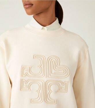 Maglia girocollo in felpa francese pesante con logo a cuore