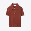 Maglia polo a costine in viscosa