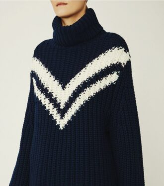 Maglione a collo alto in lana merino con motivo a zig zag Maglione a collo alto in lana merino con motivo a zig zag
