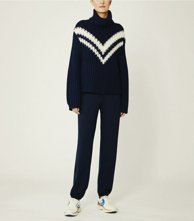 Maglione a collo alto in lana merino con motivo a zig zag Maglione a collo alto in lana merino con motivo a zig zag