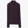 Maglione a collo alto in maglia morbida a coste a righe Maglione a collo alto in maglia morbida a coste a righe