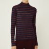 Maglione a collo alto in maglia morbida a coste a righe Maglione a collo alto in maglia morbida a coste a righe
