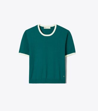 Maglione a maniche corte con bordi a contrasto