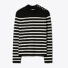 Maglione a righe con spalline a scatto Maglione a righe con spalline a scatto
