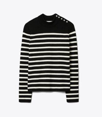 Maglione a righe con spalline a scatto Maglione a righe con spalline a scatto