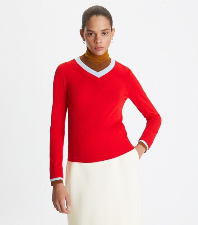 Maglione a tre strati con blocchi di colore