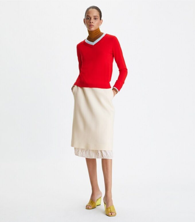 Maglione a tre strati con blocchi di colore