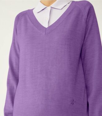 Maglione con scollo a V in lana merino