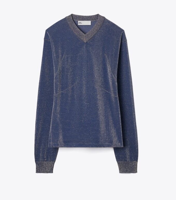 Maglione con scollo a V metallizzato Maglione con scollo a V metallizzato
