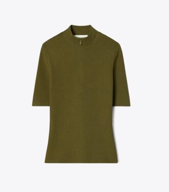 Maglione girocollo con mezza zip