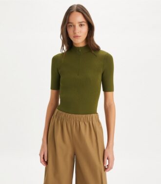 Maglione girocollo con mezza zip